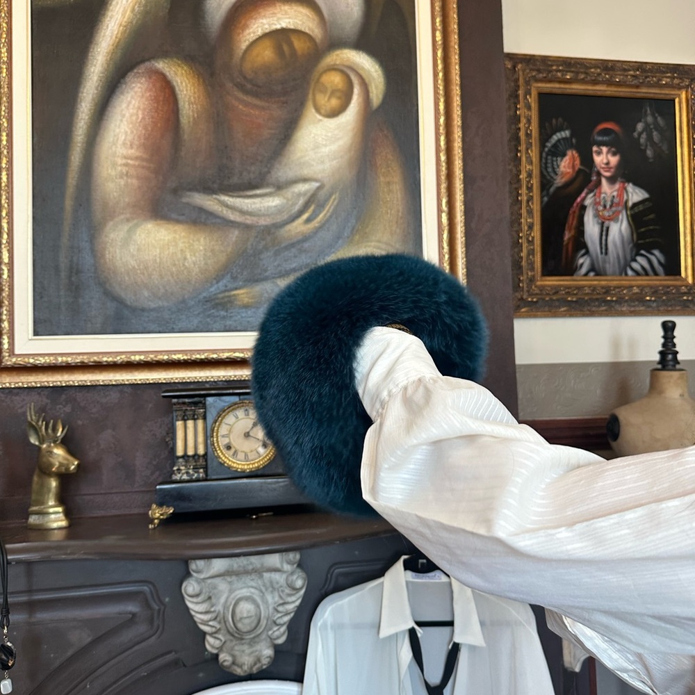 Vintage Teal Fur Headband Or Neck warmer - Picture 7 of 11